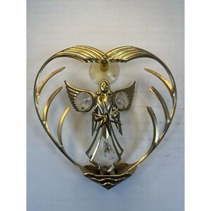 Vintage Gold Plated Angel Heart Holding a Star Suncatcher 1996 Mascot Suction